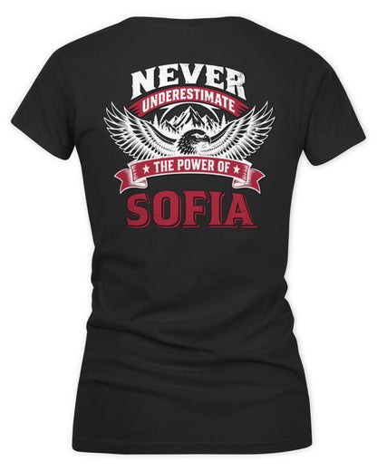 Never Underestimate Your Name Eagle Mountain Shirt SOFIA M1-61 / Women's V-Neck T-Shirt / black