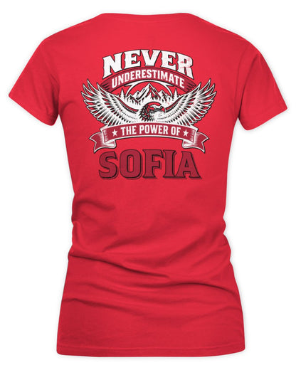 Never Underestimate Your Name Eagle Mountain Shirt SOFIA M1-61 / Women's V-Neck T-Shirt / red