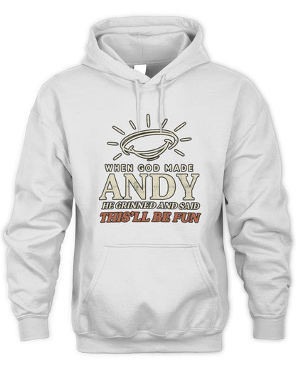 When God Made Your Name Funny Western T-Shirt T-Shirt ANDY M1-S82 / Unisex Hoodie / white