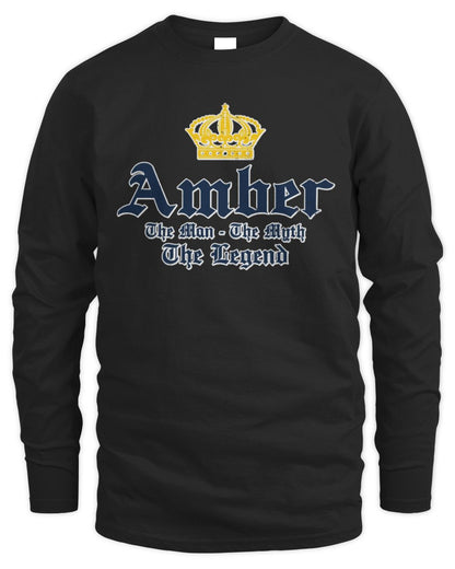 The Man The Myth The Legend Corona Beer T-Shirt AMBER M1-S83 / Men's Long Sleeved T-Shirt / black