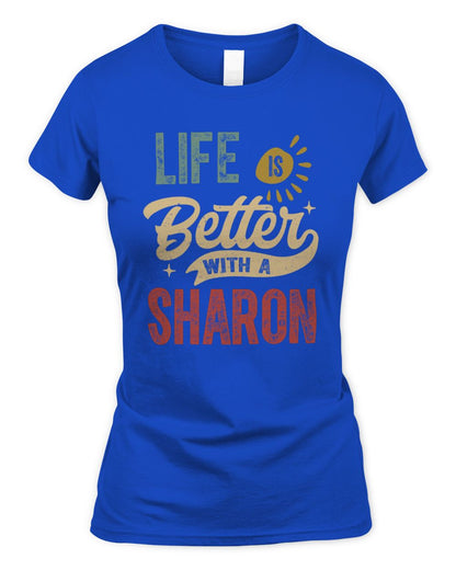 Life Is Better With a Name Personalized Retro T-Shirt SHARON-48 / Women's Standard T-Shirt / royal
