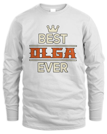 Best Your Name With Crown Shirt OLGA M1-59 / Men's Long Sleeved T-Shirt / white