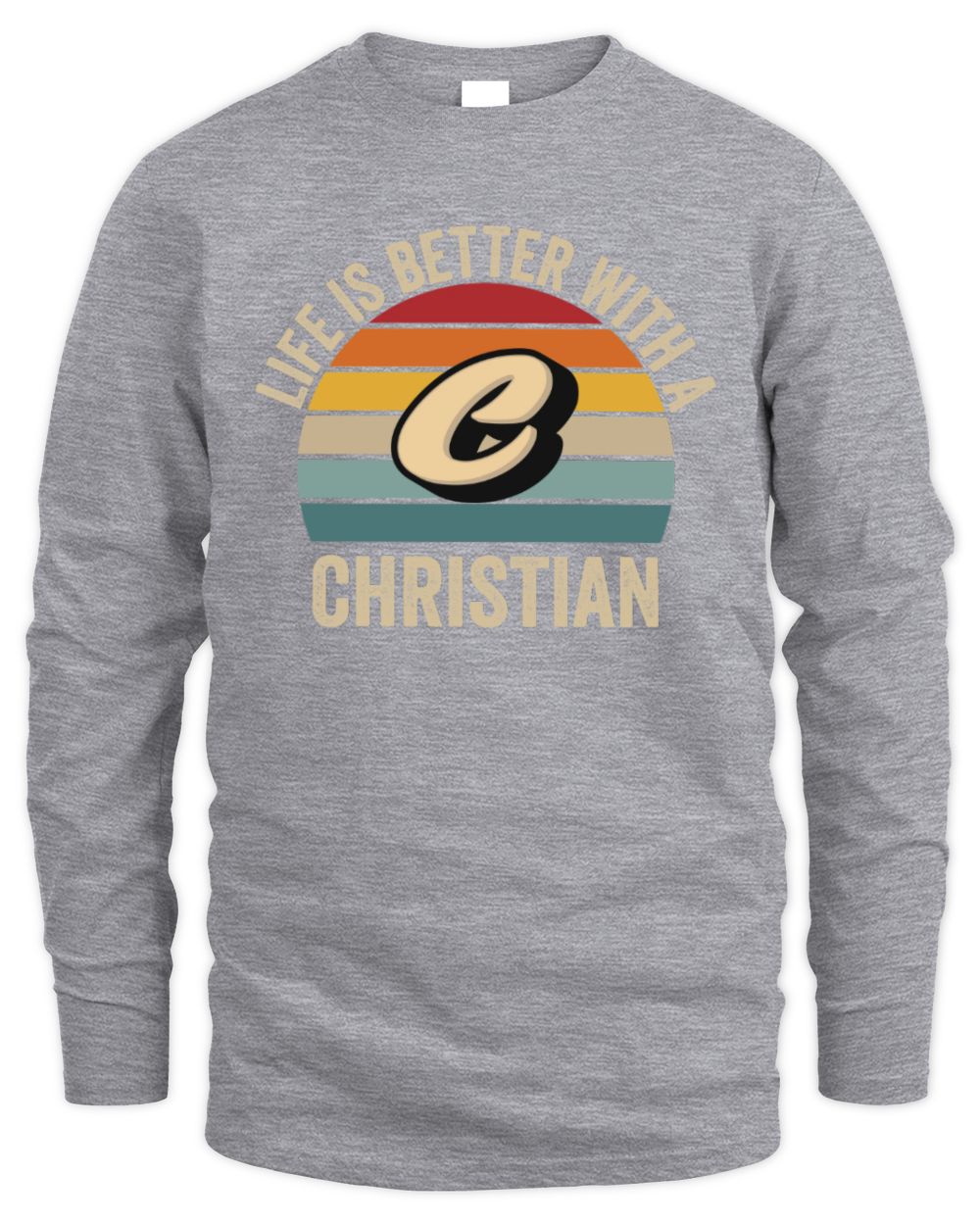 Life Is Better with Name Vintage Sun Shirt CHRISTIAN M1-50 / Men's Long Sleeved T-Shirt / sport grey