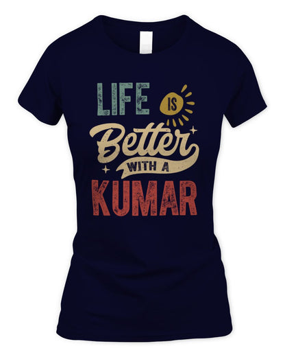 Life Is Better With a Name Personalized Retro T-Shirt KUMAR-48 / Women's Standard T-Shirt / navy
