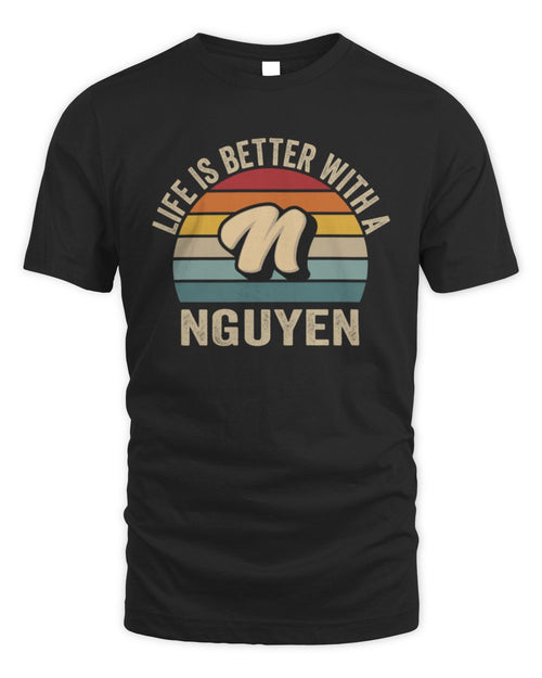 Life Is Better with Name Vintage Sun Shirt NGUYEN M1-50 / Unisex Standard T-Shirt / black
