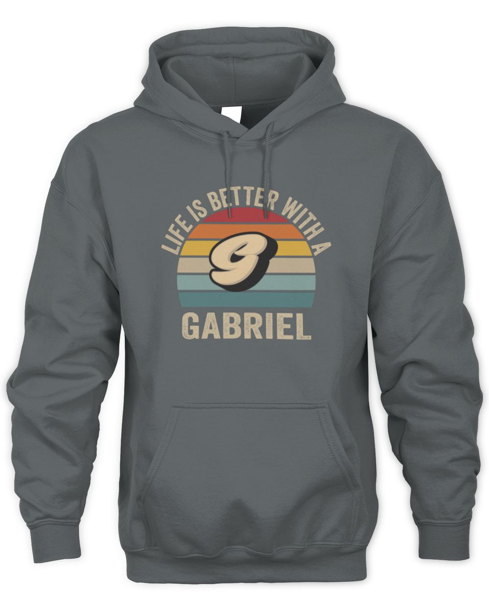 Life Is Better with Name Vintage Sun Shirt GABRIEL M1-50 / Unisex Hoodie / charcoal