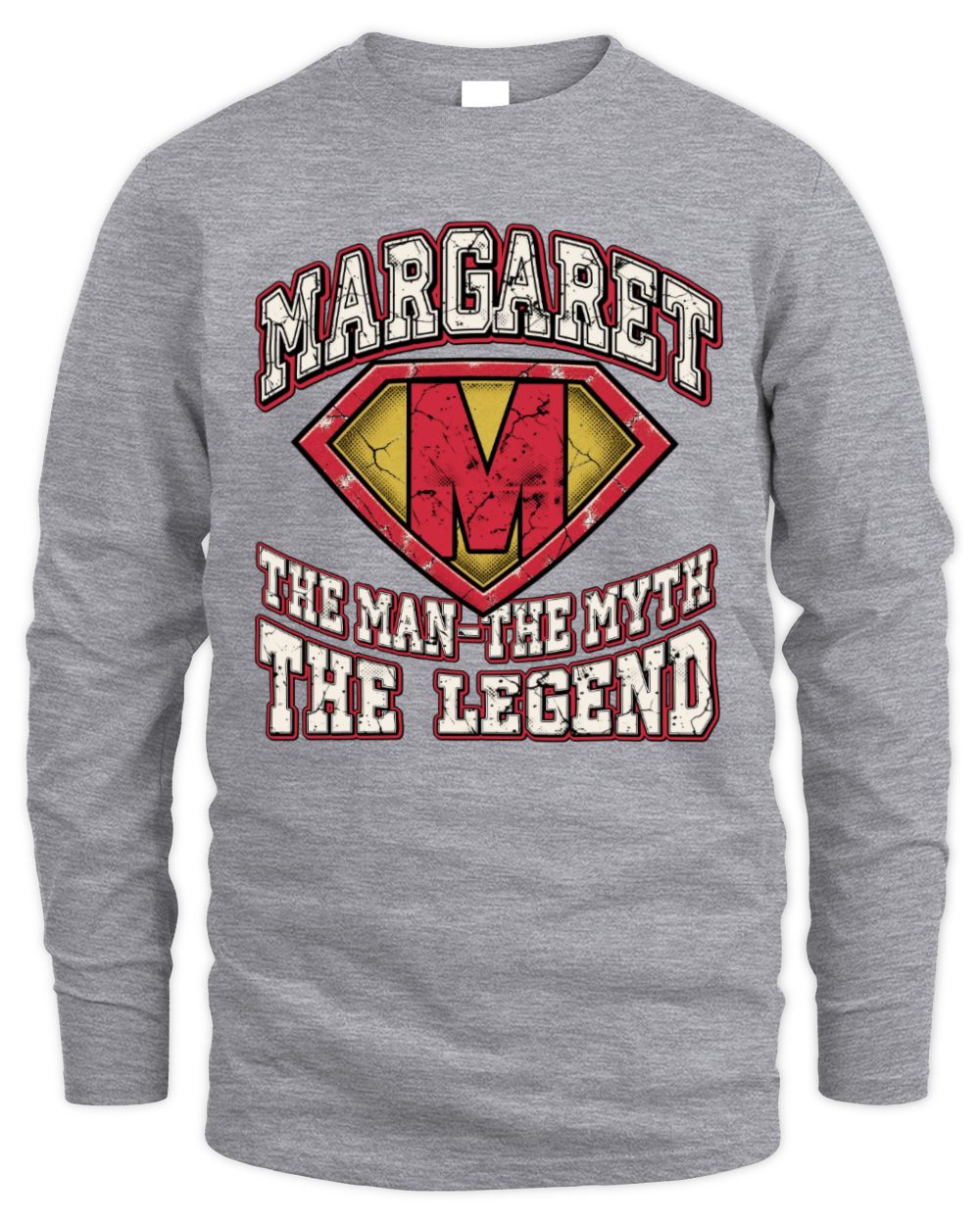 The Man The Myth The Legend Superman Graphic T-Shirt MARGARET M1-74 / Men's Long Sleeved T-Shirt / sport grey