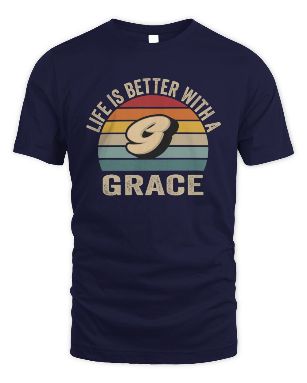 Life Is Better with Name Vintage Sun Shirt GRACE M1-50 / Unisex Standard T-Shirt / navy