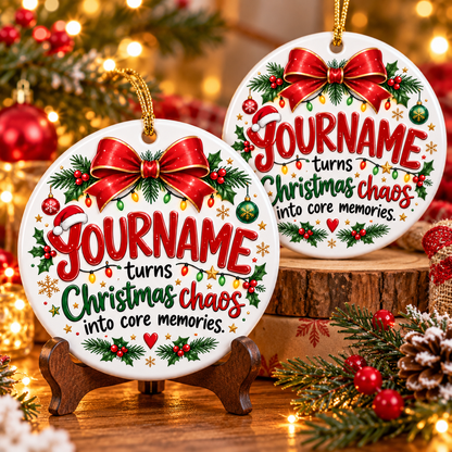 Turns Christmas Chaos Into Core Memories - Personalized Ceramic Ornament