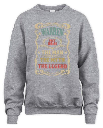 The Man The Myth The Legend Vintage Gold Wine Shirt WARREN M1-52 / Unisex Sweatshirt / sport grey