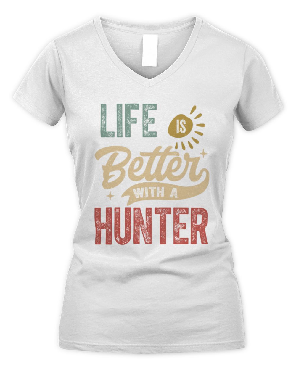 Life Is Better With a Name Personalized Retro T-Shirt HUNTER-48 / Women's V-Neck T-Shirt / white