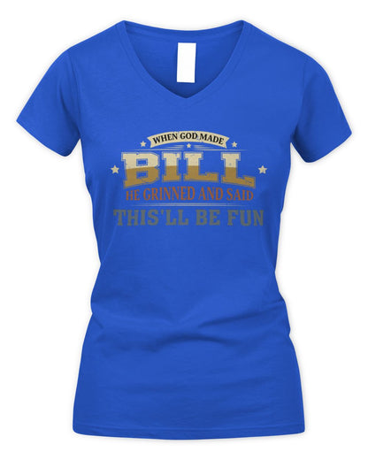 When God Made Your Name Funny Heritage T-Shirt BILL M1-80 / Women's V-Neck T-Shirt / royal