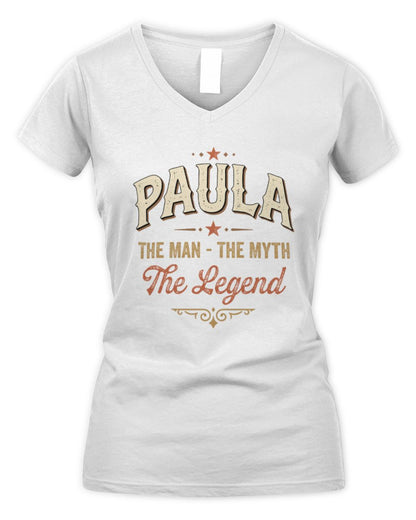 I'm Name I'm Not Rude I Just Have The Balls Funny T-Shirt PAULA M1-77 / Women's V-Neck T-Shirt / white