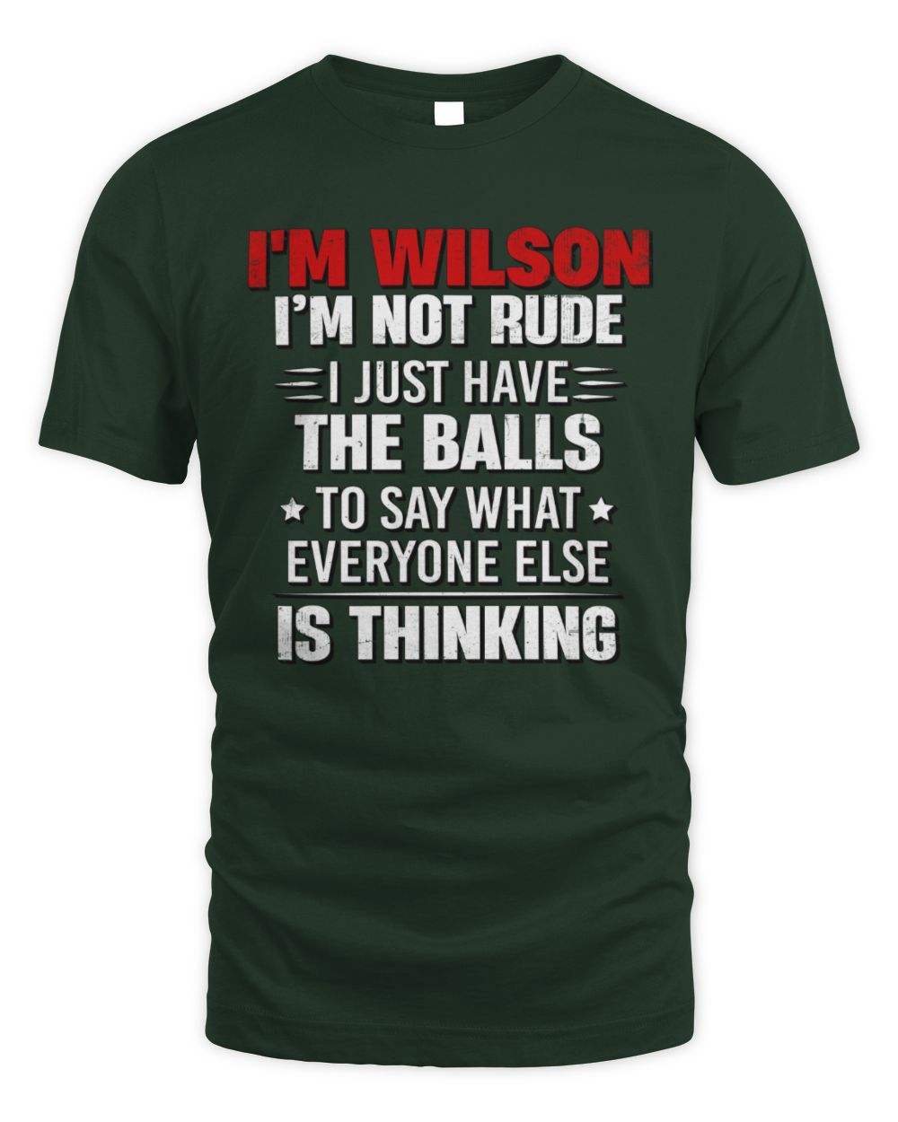 I'm Name I'm Not Rude I Just Have The Balls Funny T-Shirt WILSON M1-46 / Unisex Standard T-Shirt / forest green