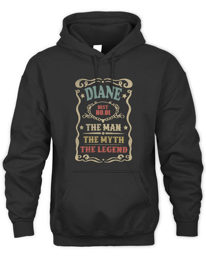 The Man The Myth The Legend Vintage Gold Wine Shirt DIANE M1-52 / Unisex Hoodie / black