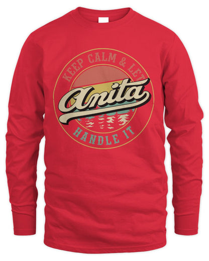 Keep Calm Let Your Name Handle It Retro T-Shirt ANITA M1-54 / Men's Long Sleeved T-Shirt / red