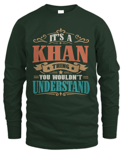 It’s a Name Thing Personalized Retro T-Shirt KHAN M1-47 / Men's Long Sleeved T-Shirt / forest green