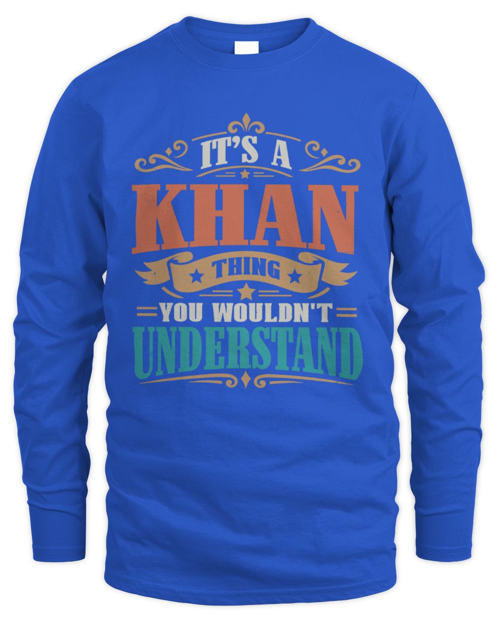 It’s a Name Thing Personalized Retro T-Shirt KHAN M1-47 / Men's Long Sleeved T-Shirt / royal