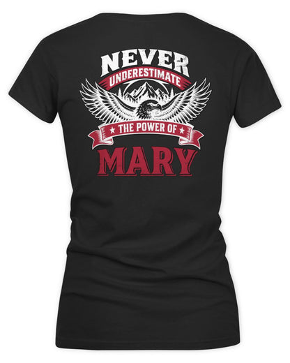 Never Underestimate Your Name Eagle Mountain Shirt MARY M1-61 / Women's V-Neck T-Shirt / black