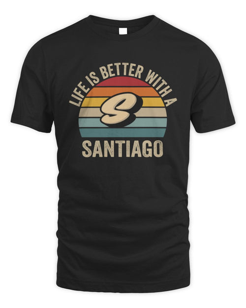 Life Is Better with Name Vintage Sun Shirt SANTIAGO M1-50 / Unisex Standard T-Shirt / black