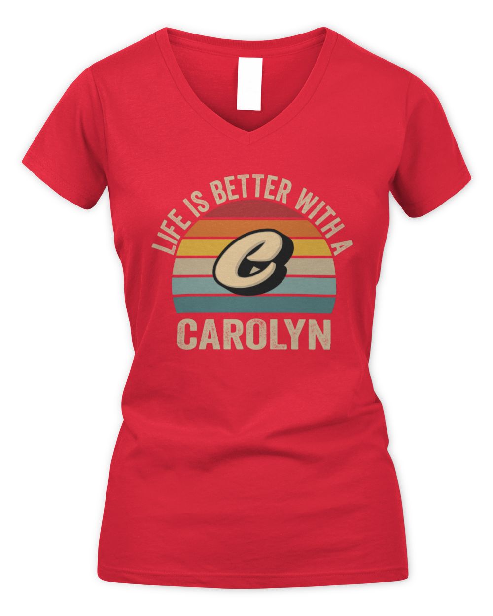 Life Is Better with Name Vintage Sun Shirt CAROLYN M1-50 / Women's V-Neck T-Shirt / red
