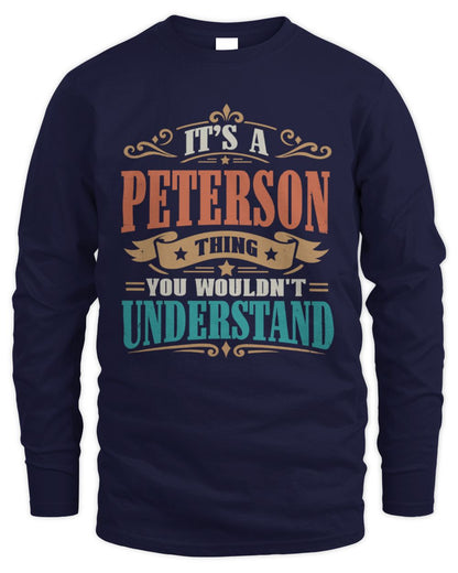 It’s a Name Thing Personalized Retro T-Shirt PETERSON M1-47 / Men's Long Sleeved T-Shirt / navy
