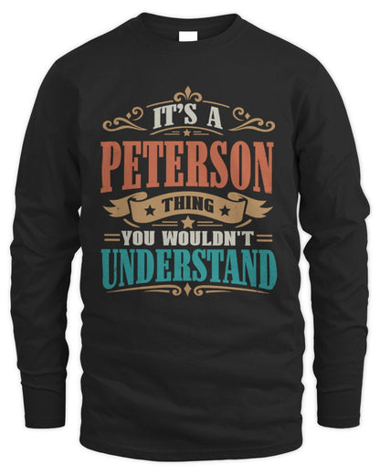 It’s a Name Thing Personalized Retro T-Shirt PETERSON M1-47 / Men's Long Sleeved T-Shirt / black