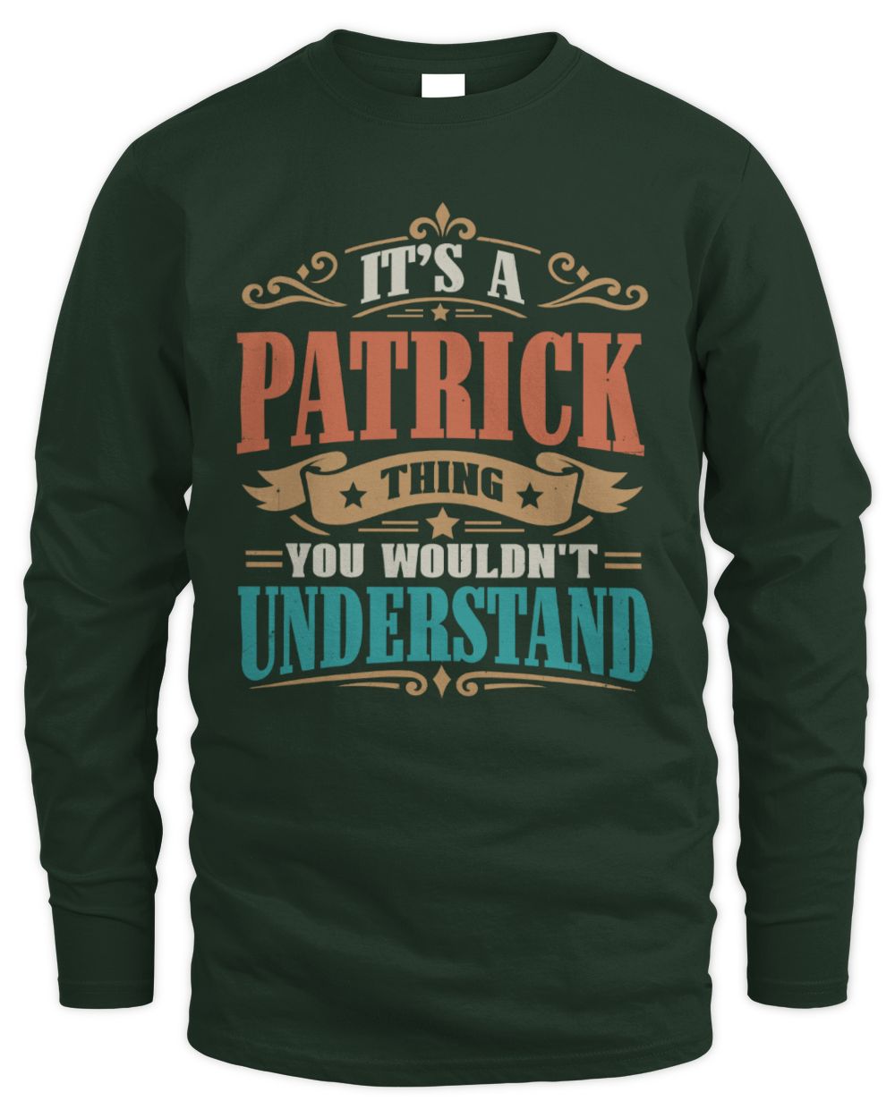 It’s a Name Thing Personalized Retro T-Shirt PATRICK M1-47 / Men's Long Sleeved T-Shirt / forest green