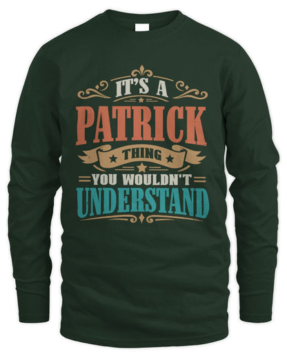 It’s a Name Thing Personalized Retro T-Shirt PATRICK M1-47 / Men's Long Sleeved T-Shirt / forest green
