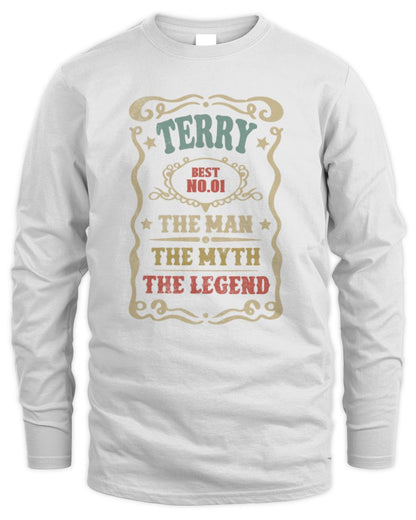 The Man The Myth The Legend Vintage Gold Wine Shirt TERRY M1-52 / Men's Long Sleeved T-Shirt / white