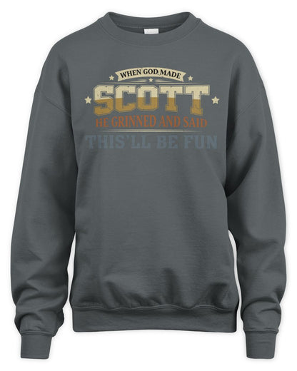 When God Made Your Name Funny Heritage T-Shirt SCOTT M1-80 / Unisex Sweatshirt / charcoal