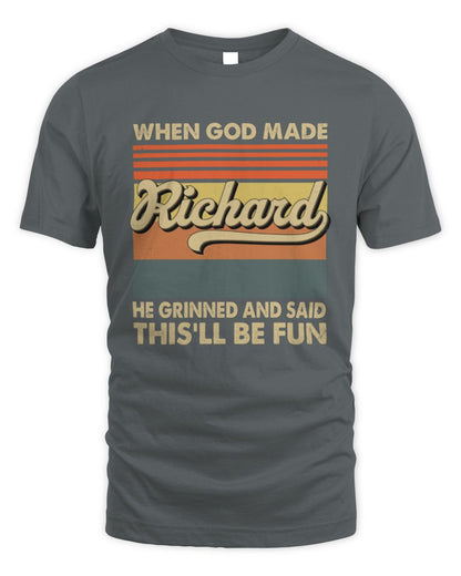 When God Made Your Name He Grinned Vintage T-Shirt RICHARD M1-55 / Unisex Standard T-Shirt / charcoal