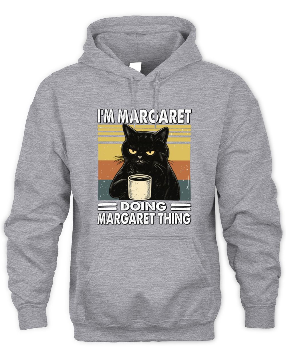 I'm Name Doing Name Thing Grumpy Black Cat Shirt MARGARET M1-79 / Unisex Hoodie / sport grey