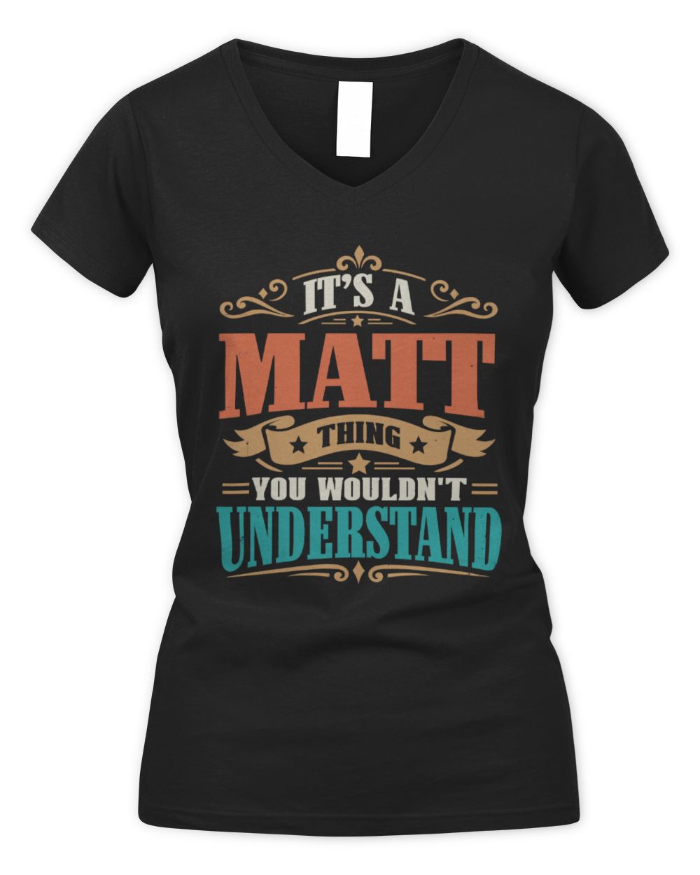 It’s a Name Thing Personalized Retro T-Shirt MATT M1-47 / Women's V-Neck T-Shirt / black