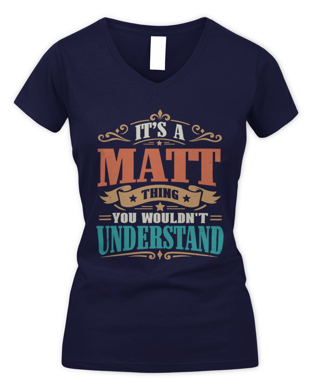 It’s a Name Thing Personalized Retro T-Shirt MATT M1-47 / Women's V-Neck T-Shirt / navy