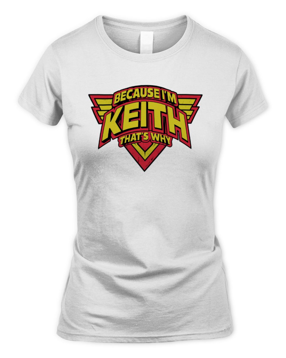Because I'm Name That's Why Red and Yellow Logo Graphic T-Shirt KEITH M1-75 / Women's Standard T-Shirt / white