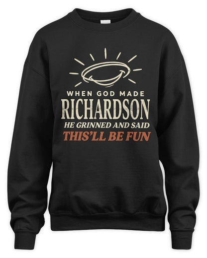 When God Made Your Name Funny Western T-Shirt T-Shirt RICHARDSON M1-S82 / Unisex Sweatshirt / black