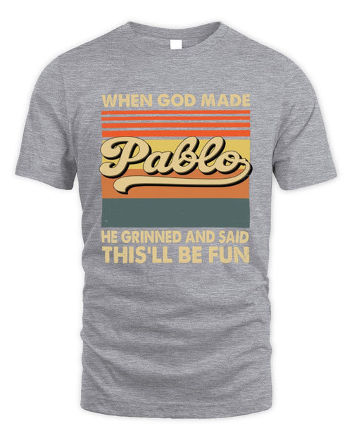 When God Made Your Name He Grinned Vintage T-Shirt PABLO M1-55 / Unisex Standard T-Shirt / sport grey