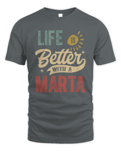 Life Is Better With a Name Personalized Retro T-Shirt MARTA-48 / Unisex Standard T-Shirt / charcoal