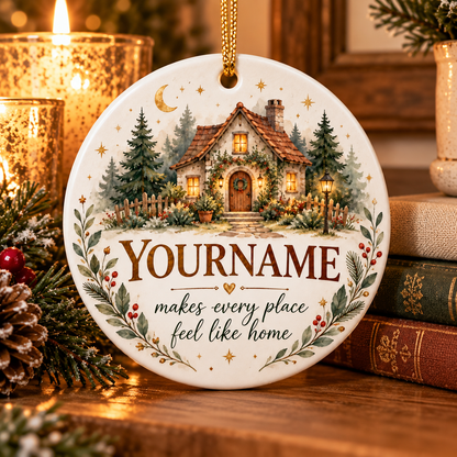 Makes Every Place Feel Like Home - Personalized Ceramic Ornament