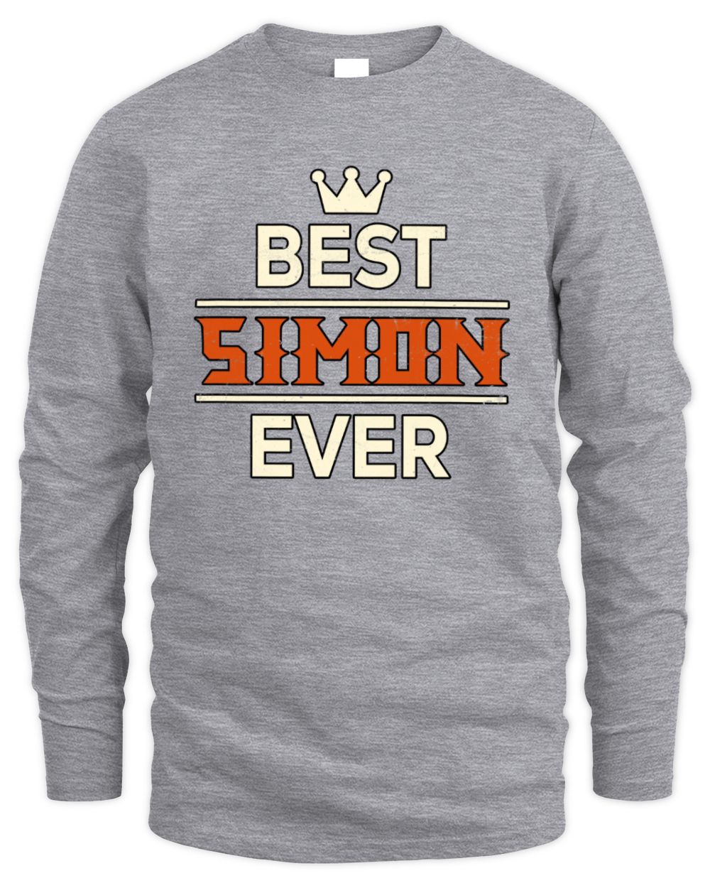 Best Your Name With Crown Shirt SIMON M1-59 / Men's Long Sleeved T-Shirt / sport grey