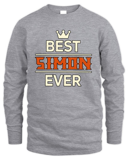 Best Your Name With Crown Shirt SIMON M1-59 / Men's Long Sleeved T-Shirt / sport grey
