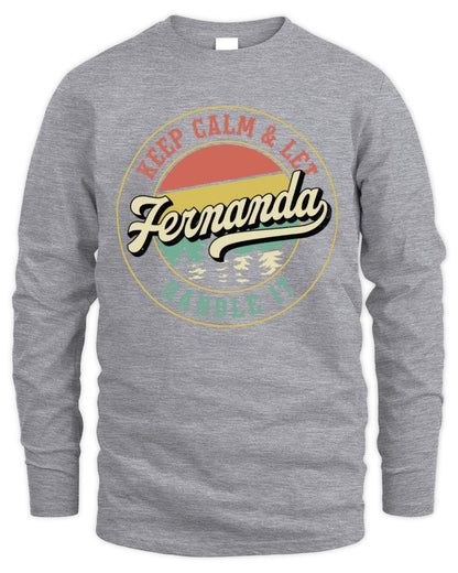 Keep Calm Let Your Name Handle It Retro T-Shirt FERNANDA M1-54 / Men's Long Sleeved T-Shirt / sport grey