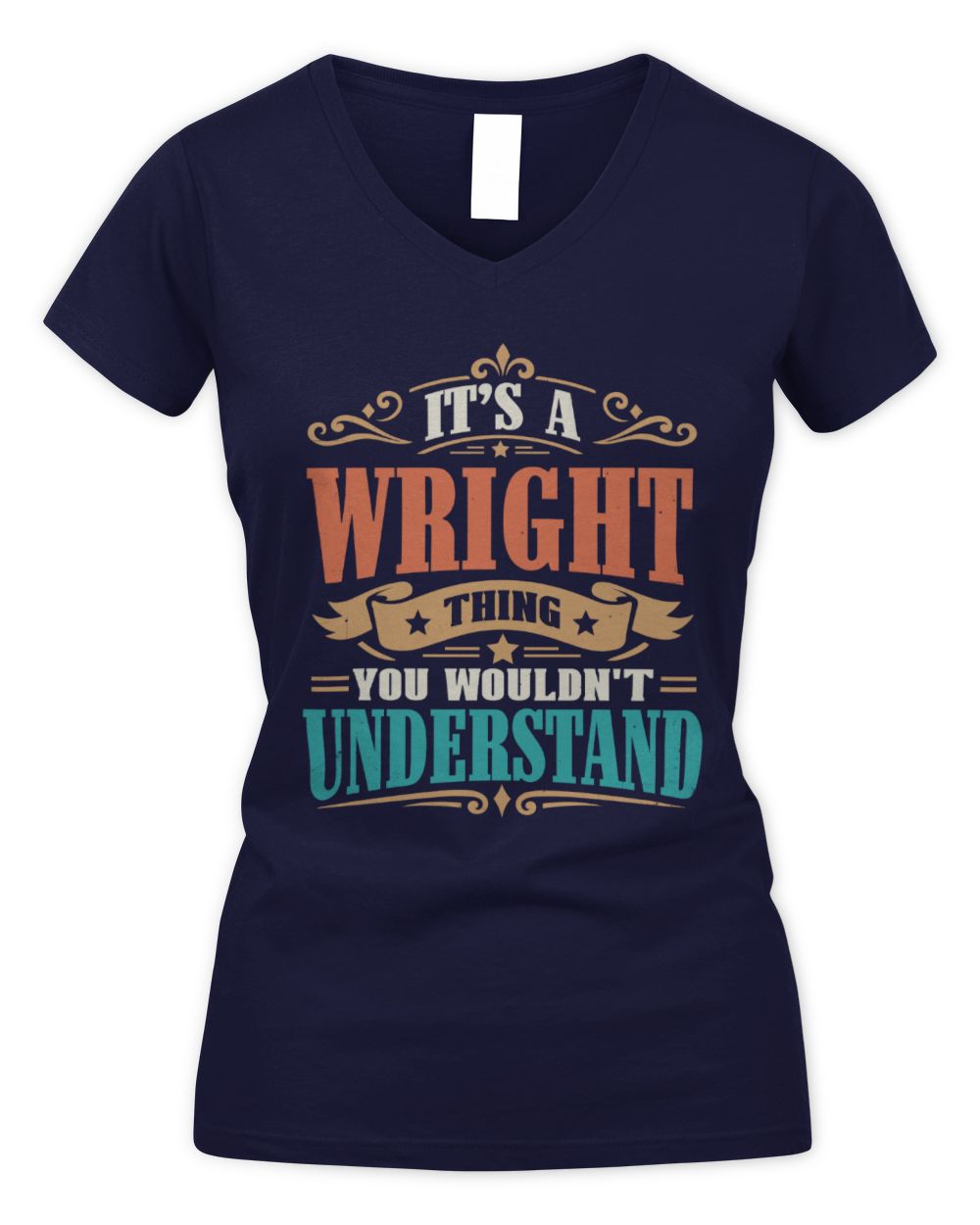 It’s a Name Thing Personalized Retro T-Shirt WRIGHT M1-47 / Women's V-Neck T-Shirt / navy
