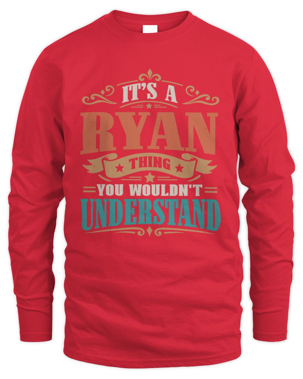It’s a Name Thing Personalized Retro T-Shirt RYAN M1-47 / Men's Long Sleeved T-Shirt / red