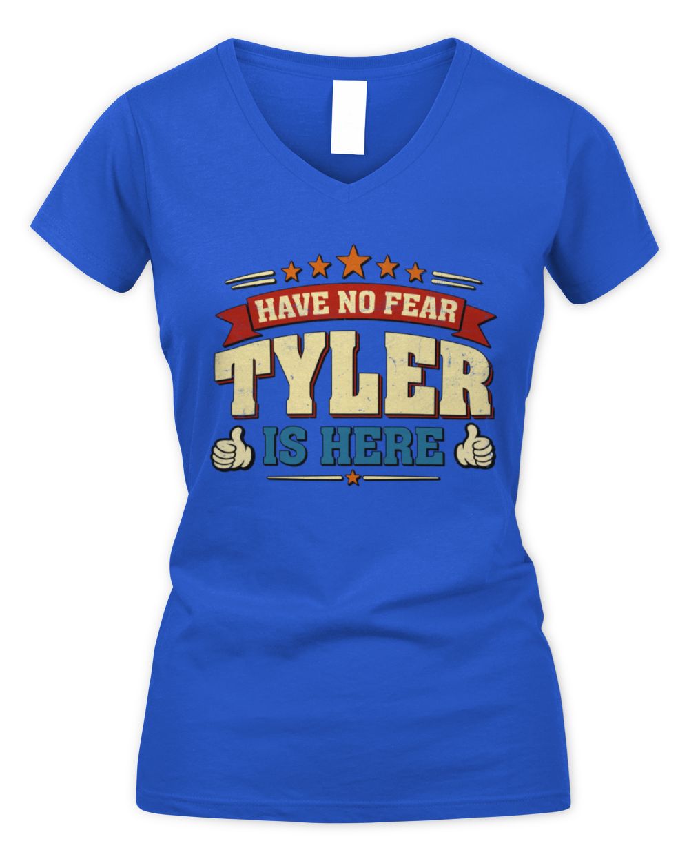 Have No Fear Your Name Is Here Cool Graphic T-Shirt TYLER M1-71 / Women's V-Neck T-Shirt / royal