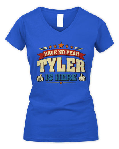 Have No Fear Your Name Is Here Cool Graphic T-Shirt TYLER M1-71 / Women's V-Neck T-Shirt / royal