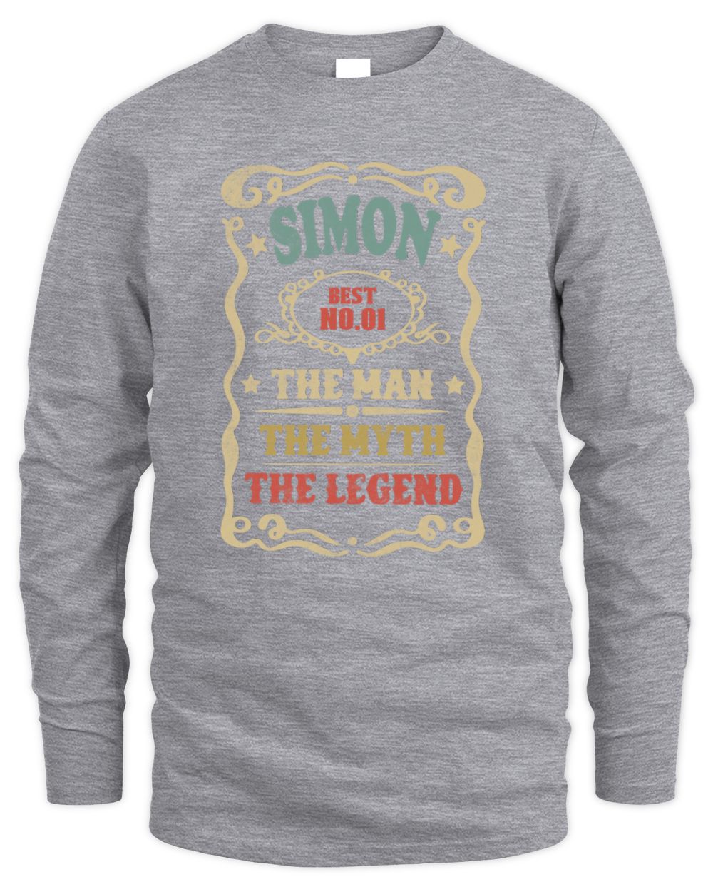 The Man The Myth The Legend Vintage Gold Wine Shirt SIMON M1-52 / Men's Long Sleeved T-Shirt / sport grey