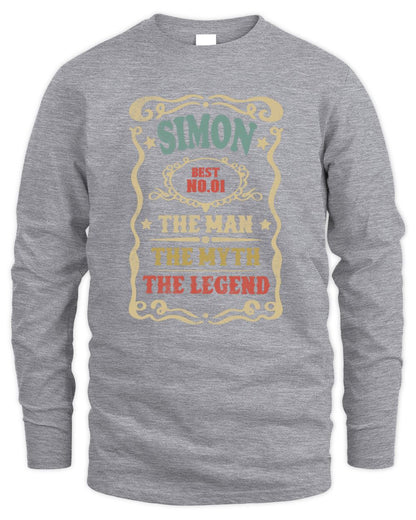 The Man The Myth The Legend Vintage Gold Wine Shirt SIMON M1-52 / Men's Long Sleeved T-Shirt / sport grey