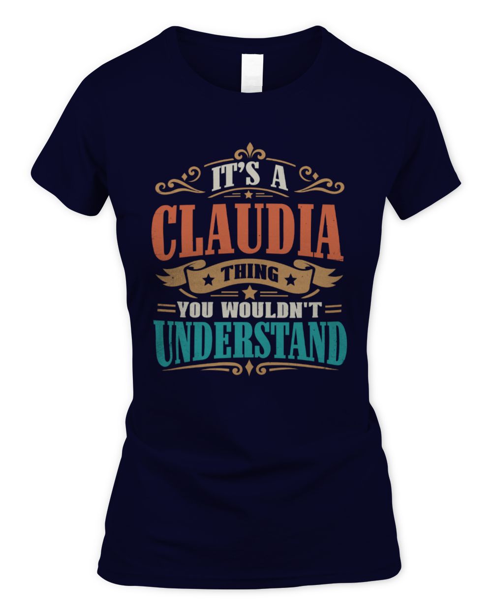It’s a Name Thing Personalized Retro T-Shirt CLAUDIA M1-47 / Women's Standard T-Shirt / navy